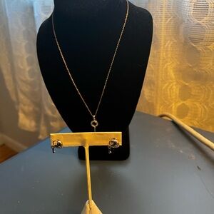 Silver Tone Necklace and Hoop Earrings Set - Elegant Everyday Jewelry